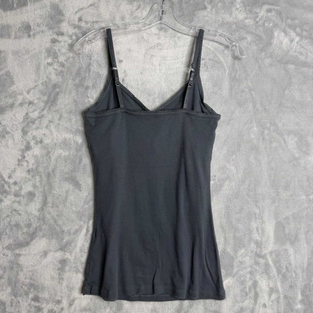 Y2K Tank Top Cami Womens L Grey Peacock Feather Kirro Vintage Built In Bra - Picture 5 of 9